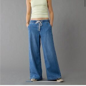 American Eagle Outfitters Light Blue Wide Leg Jeans low rise XL